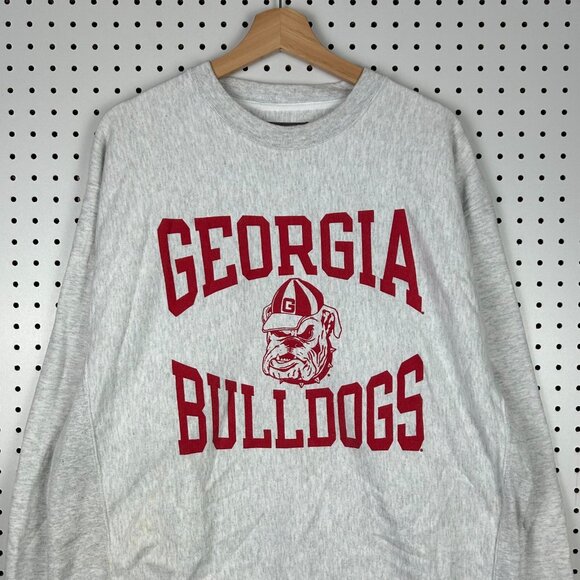 Georgia Bulldogs Vtg Champion Reverse Weave‎ Large Crewneck Sweatshirt Gray READ - Picture 2 of 8